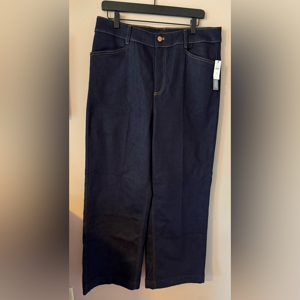 Talbots ultra wide leg denim trousers jeans Dakota wash size 14 nwt - Picture 4 of 7